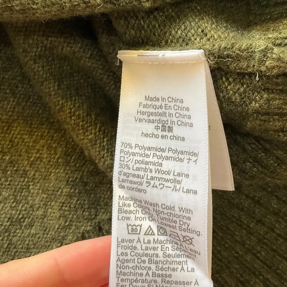 J.Crew Men’s Medium Lambswool Blend Crewneck Sweater Olive Green Nylon Wool
